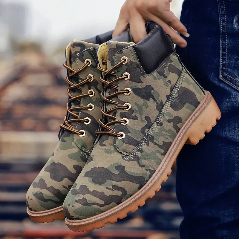 Unisex Boots High Quality Leather High Top Boot Classic Lace Up Ankle Boot Couple High Top Sneakers Non Slip Platform Boot Botas
