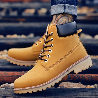 Unisex Boots High Quality Leather High Top Boot Classic Lace Up Ankle Boot Couple High Top Sneakers Non Slip Platform Boot Botas